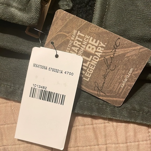 Carhartt Green Black Two Toned Canvas Sherpa Lined Vest Front Zip 2XL V33-355 - Picture 7 of 10